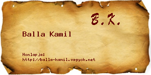 Balla Kamil névjegykártya
